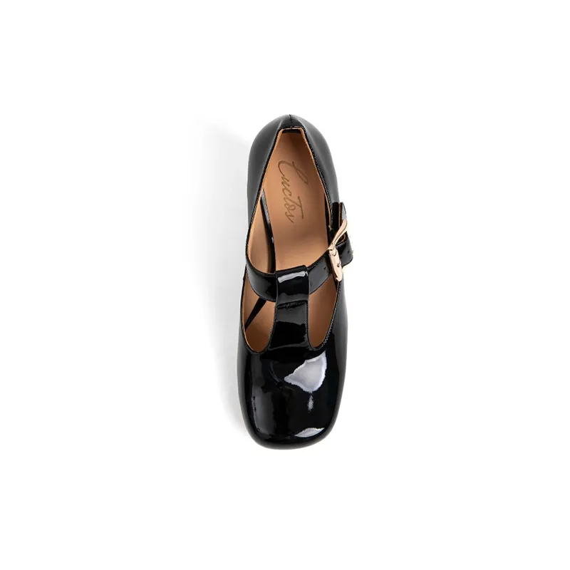 Hilary T-Strap Mary Jane Shoes Square Toe Heels
