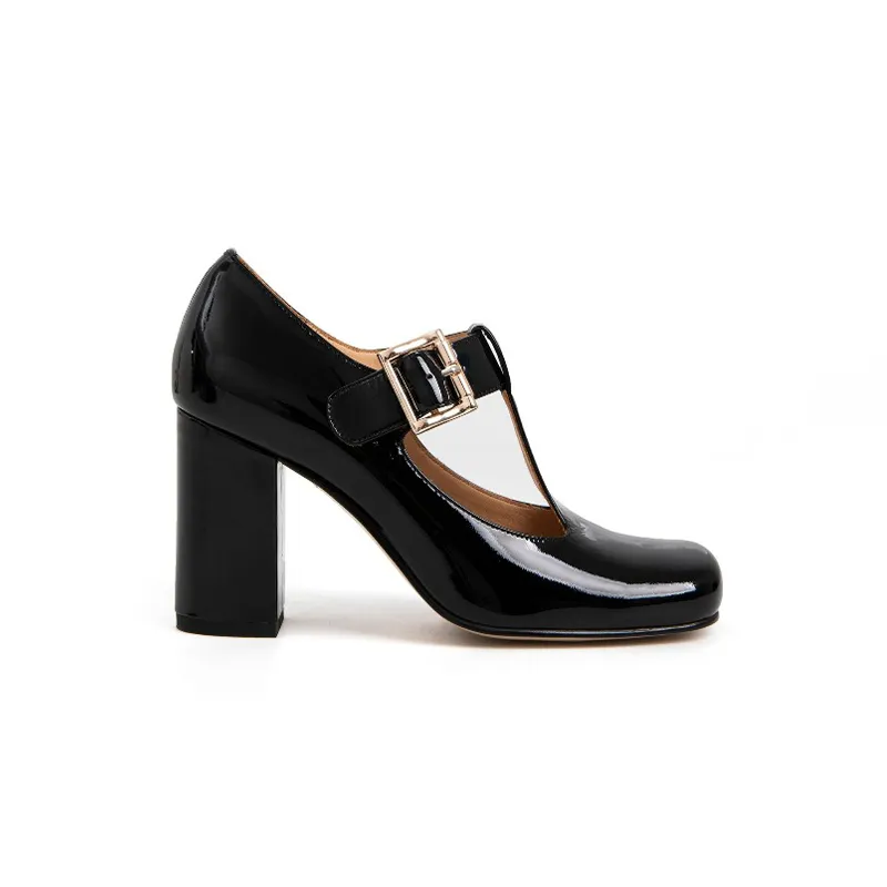 Hilary T-Strap Mary Jane Shoes Square Toe Heels