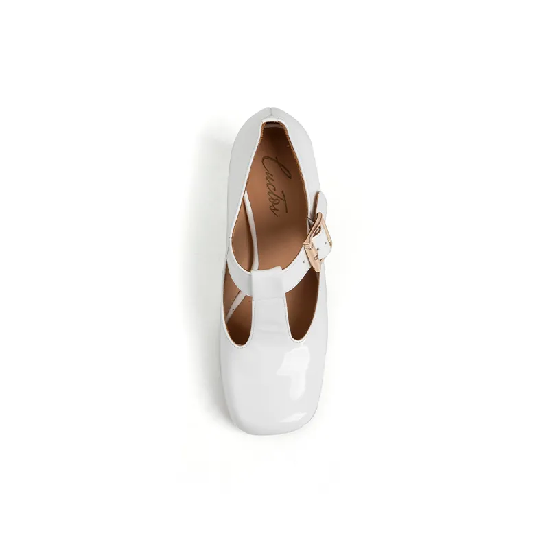 Hilary T-Strap Mary Jane Shoes Square Toe Heels