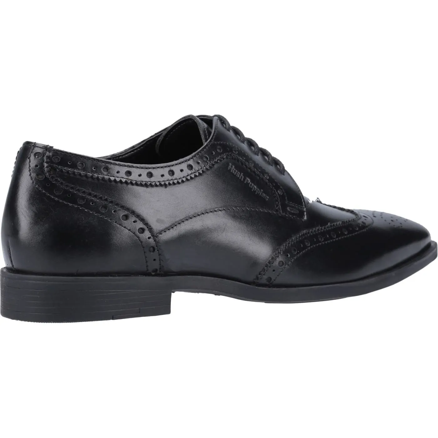 Hush Puppies Brace Brogue Black Mens Full Grain Leather Shoes