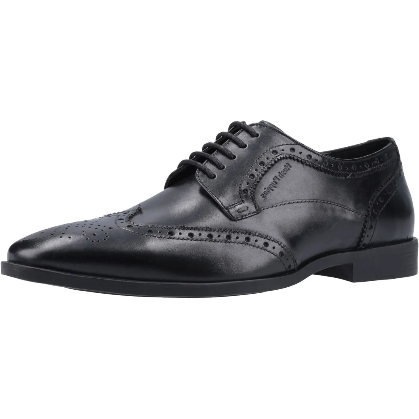 Hush Puppies Brace Brogue Black Mens Full Grain Leather Shoes