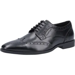 Hush Puppies Elliot Brogue Black Mens Full Grain Leather Shoes