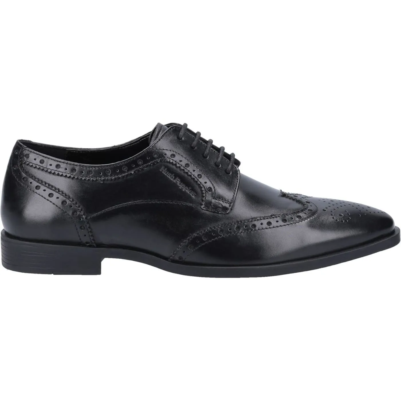 Hush Puppies Elliot Brogue Black Mens Full Grain Leather Shoes