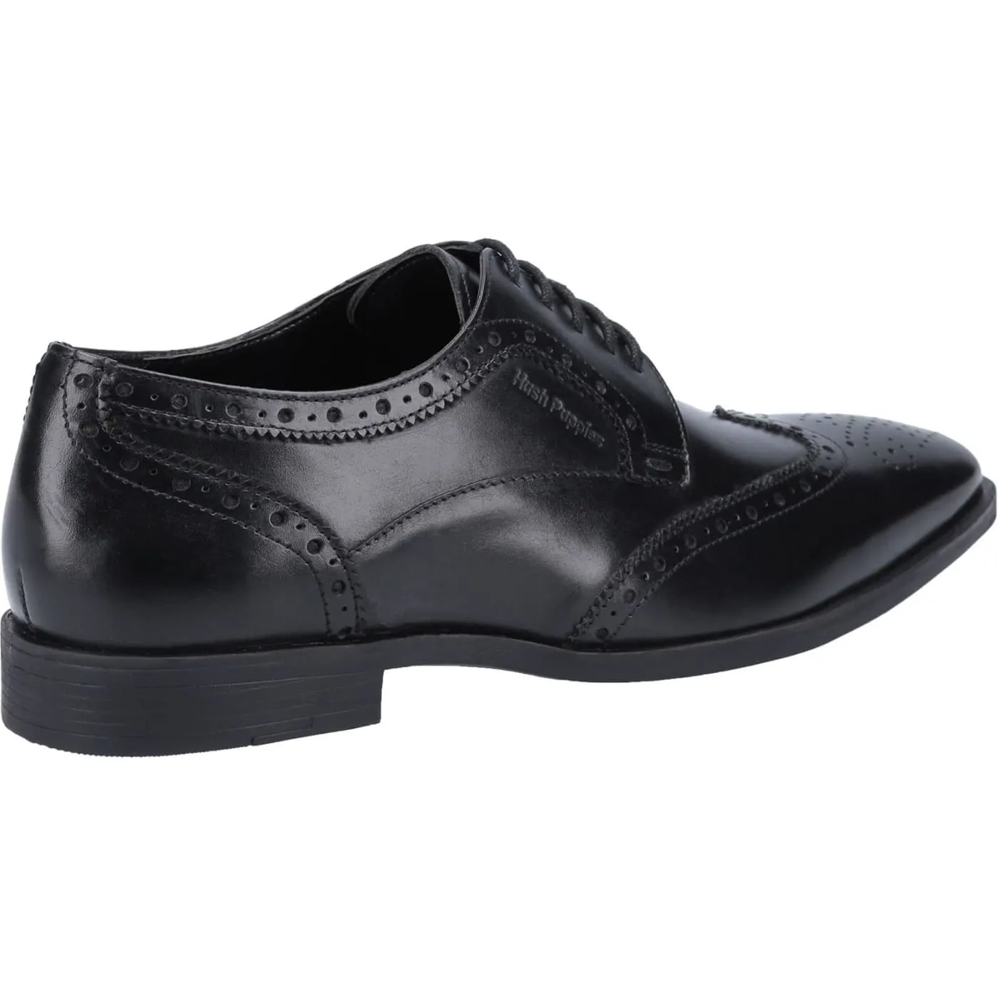 Hush Puppies Elliot Brogue Black Mens Full Grain Leather Shoes