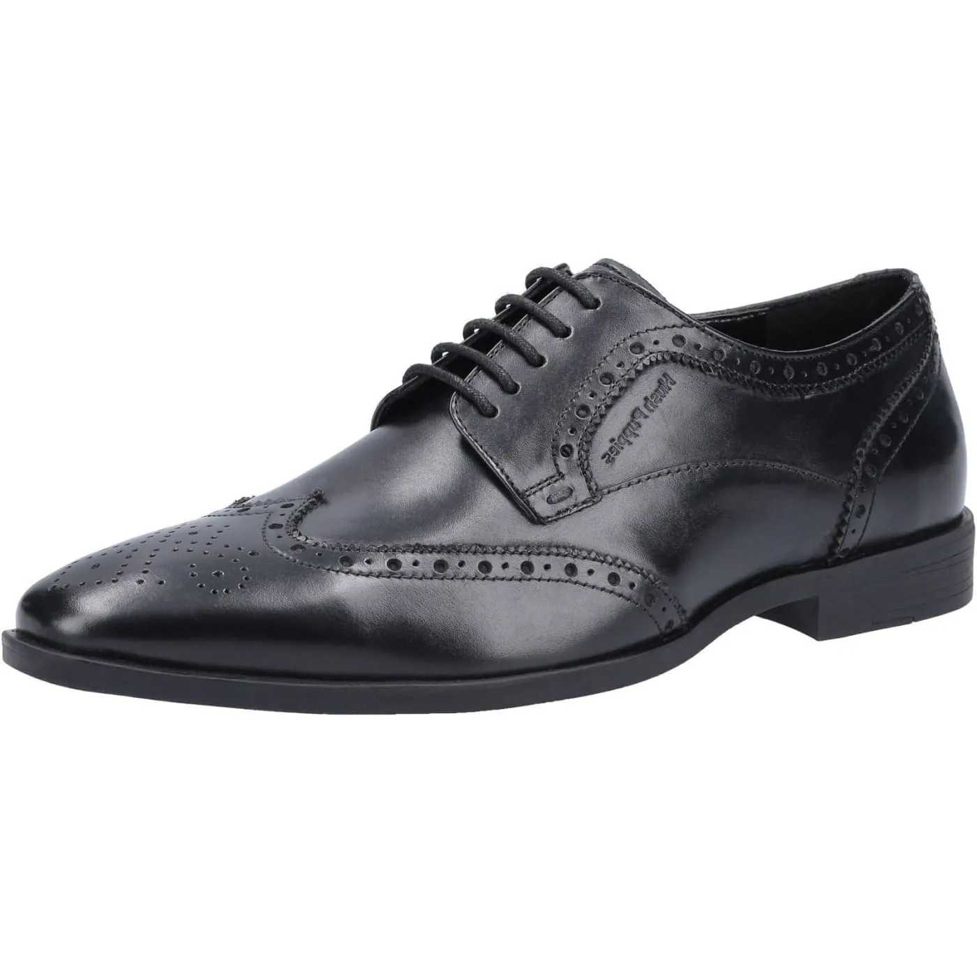 Hush Puppies Elliot Brogue Black Mens Full Grain Leather Shoes