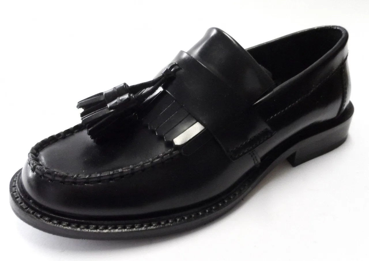 Ikon Original Selecta Mens Leather Tassel Loafers in Black