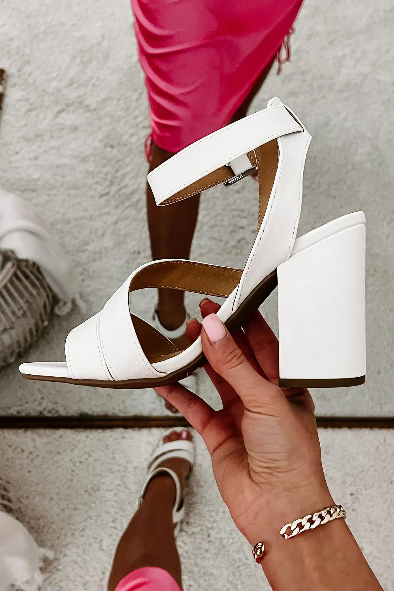 In A Trance Strappy Faux Nubuck Heels (Off White)