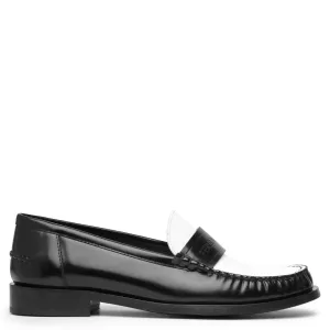 Irina black and white leather loafers