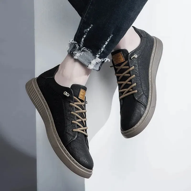 Italian Genuine Leather Casual Men's Lace Up Oxford Shoes