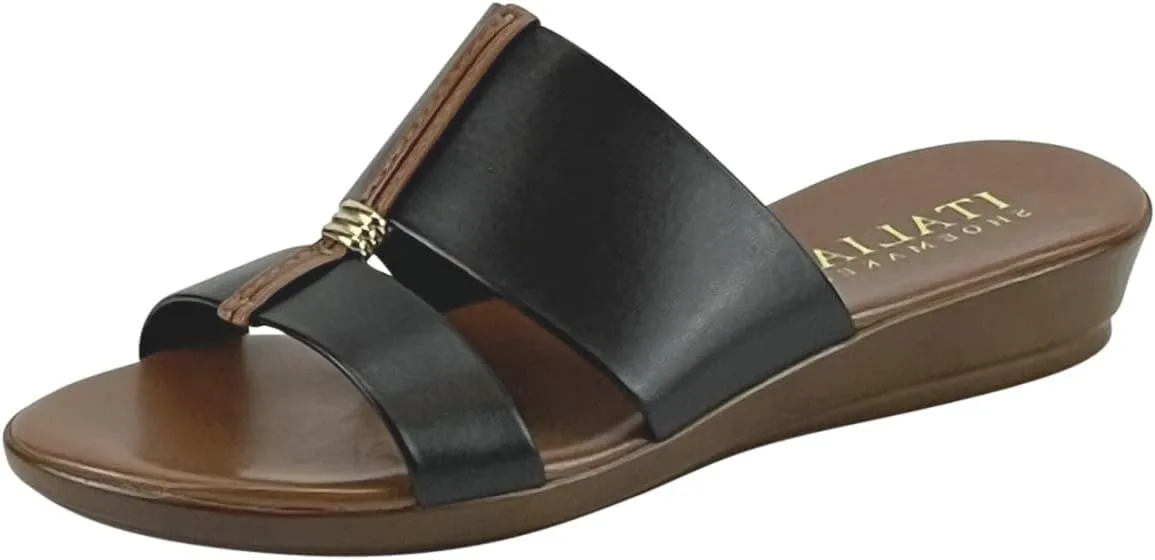 ITALIAN Shoemakers Women's Sofy Wedge Sandal, Comfort Casual Open Toe – Made in Italy, 1.5" Heel
