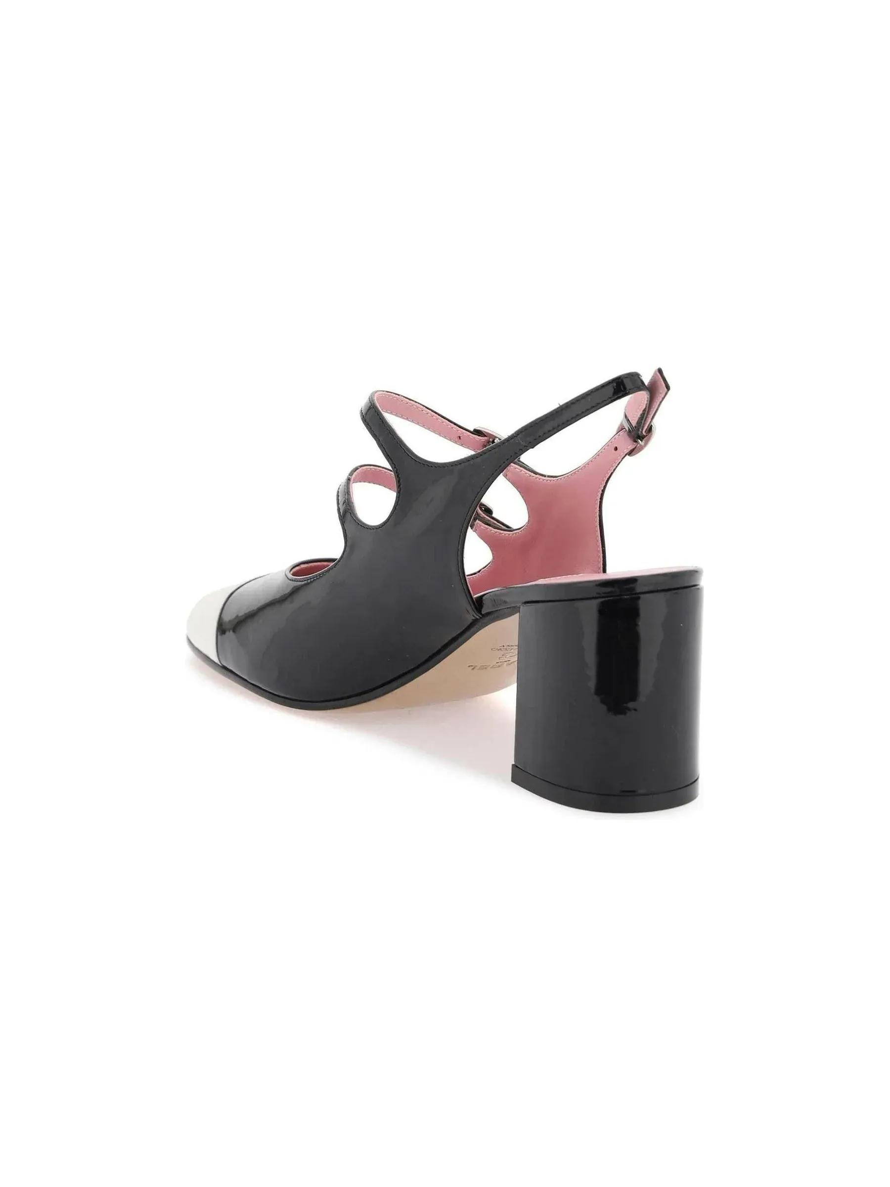 Ivory Toe Patent Leather Slingback Pumps