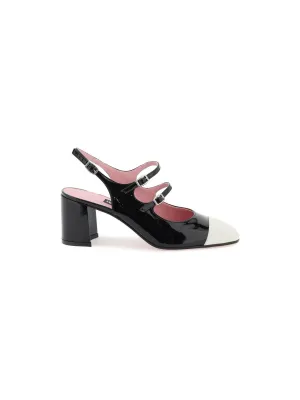 Ivory Toe Patent Leather Slingback Pumps