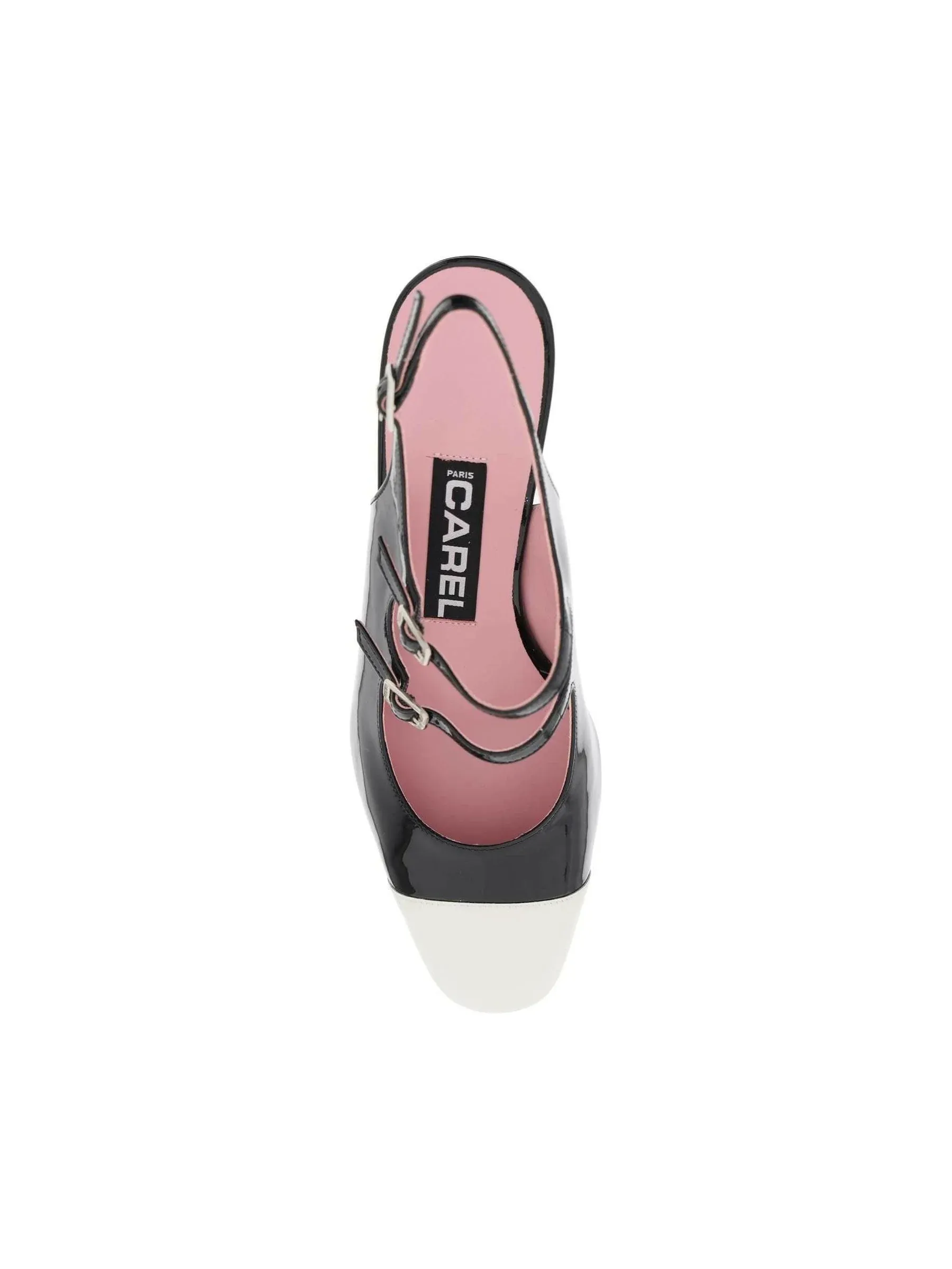Ivory Toe Patent Leather Slingback Pumps