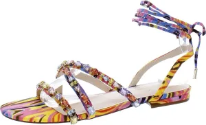 Jessica Simpson Womens Rabenie Embellished Open Toe Lace-Up