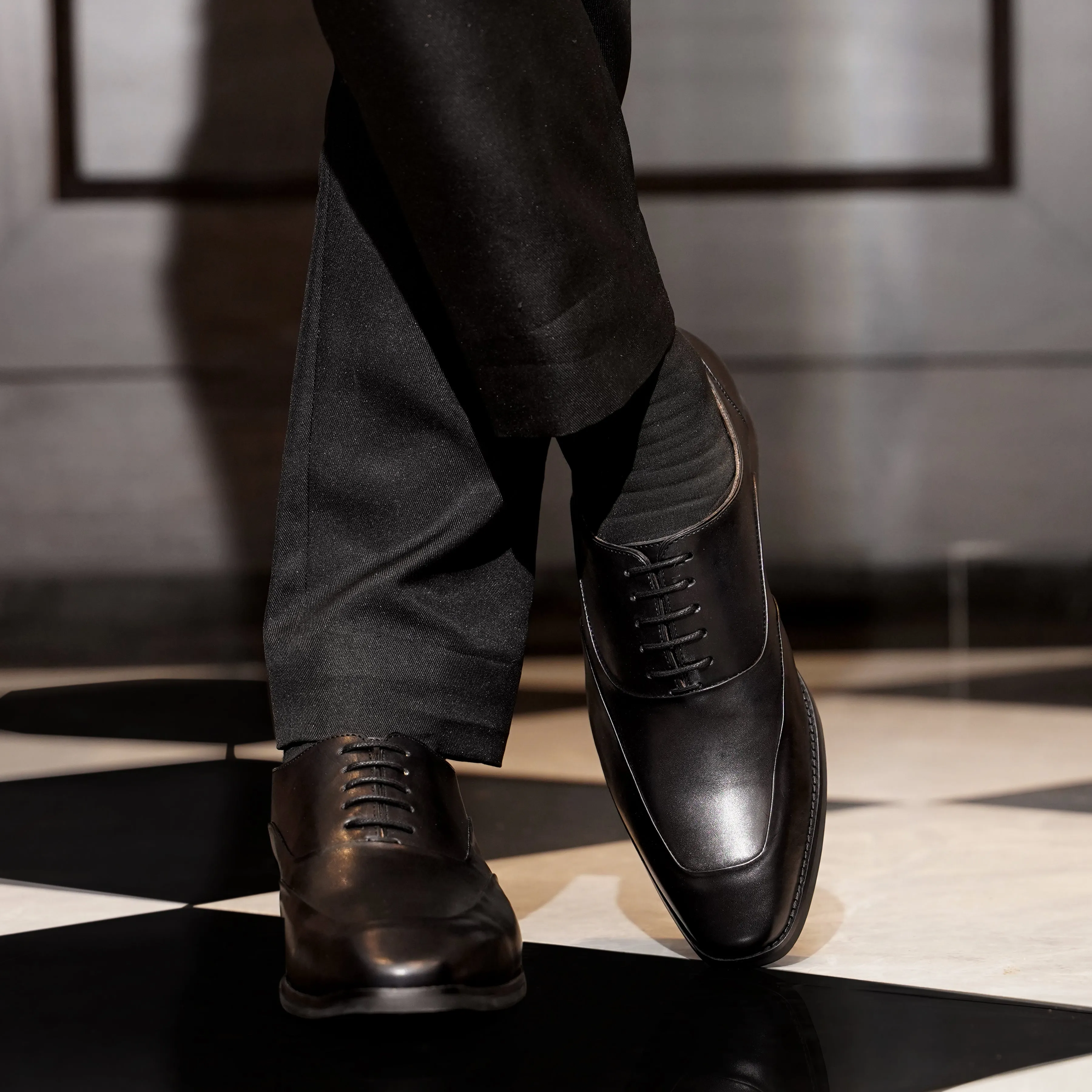 Kabe - Men's Black Calf Leather Oxford Shoe