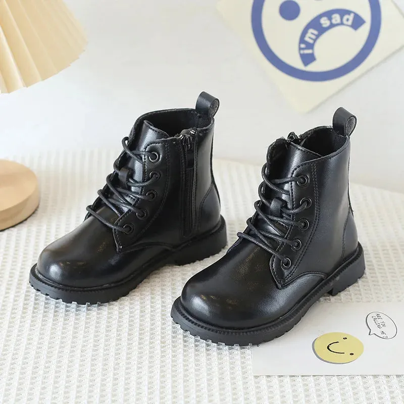 Kids Fashion Leather Shoes Boots