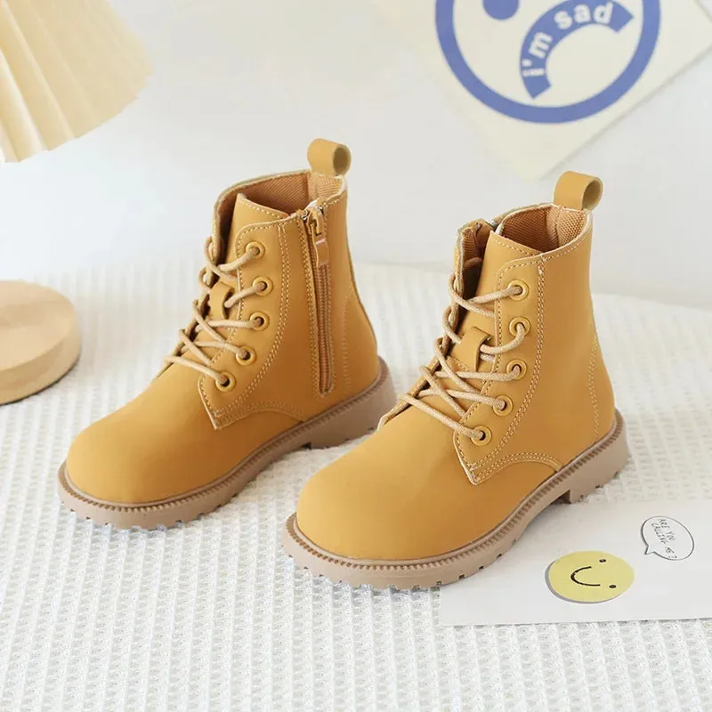 Kids Fashion Leather Shoes Boots