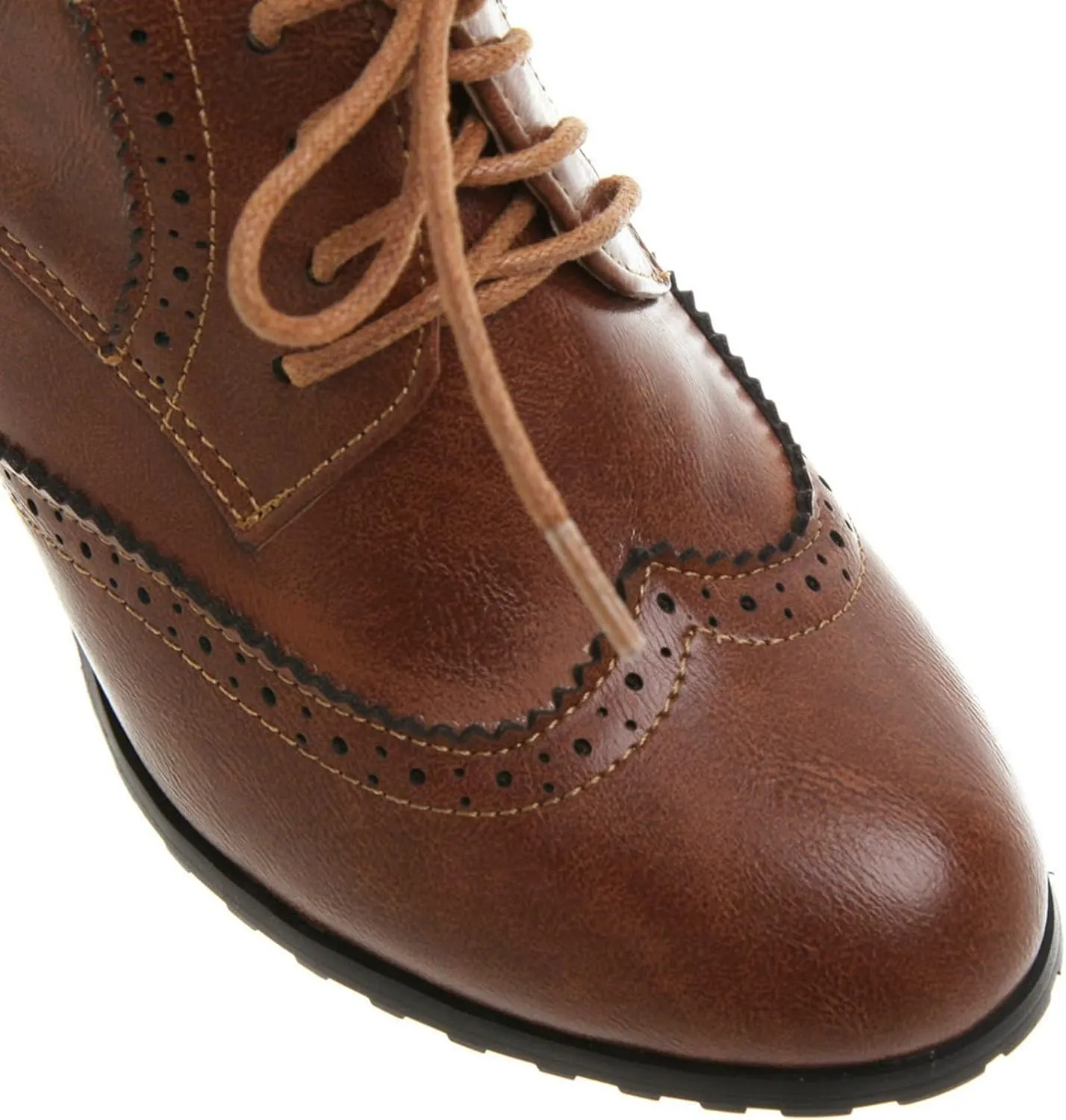 KysBloes Women's Wingtip Oxford Lace Up Shoes Chunky Block Heel Vintage Brogues Classic Closed Toe Saddle Shoes Gift Booties
