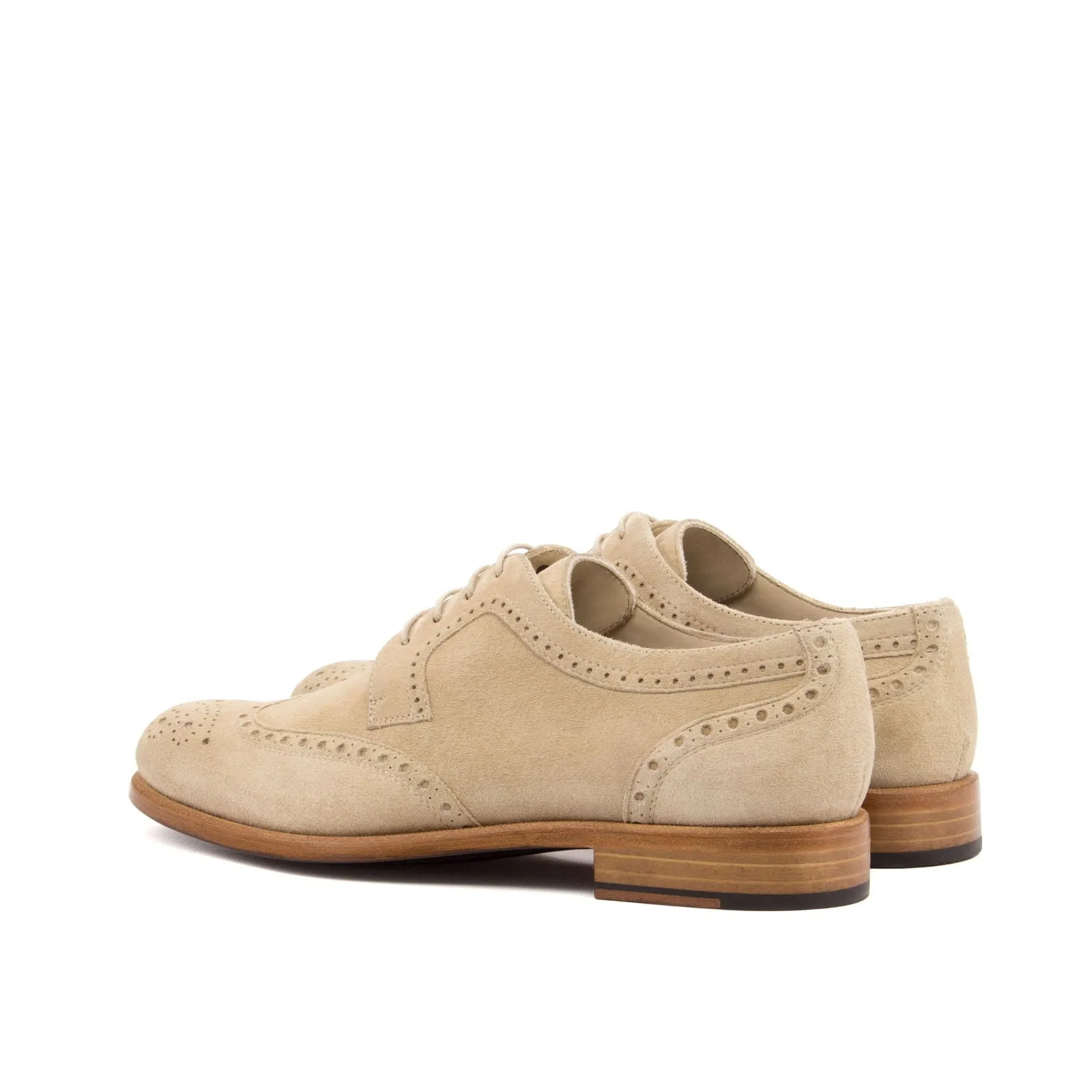 Ladies' Derby Wingtip-Kid Suede, Brown-Wholesale