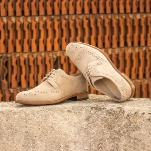 Ladies' Derby Wingtip-Kid Suede, Brown-Wholesale