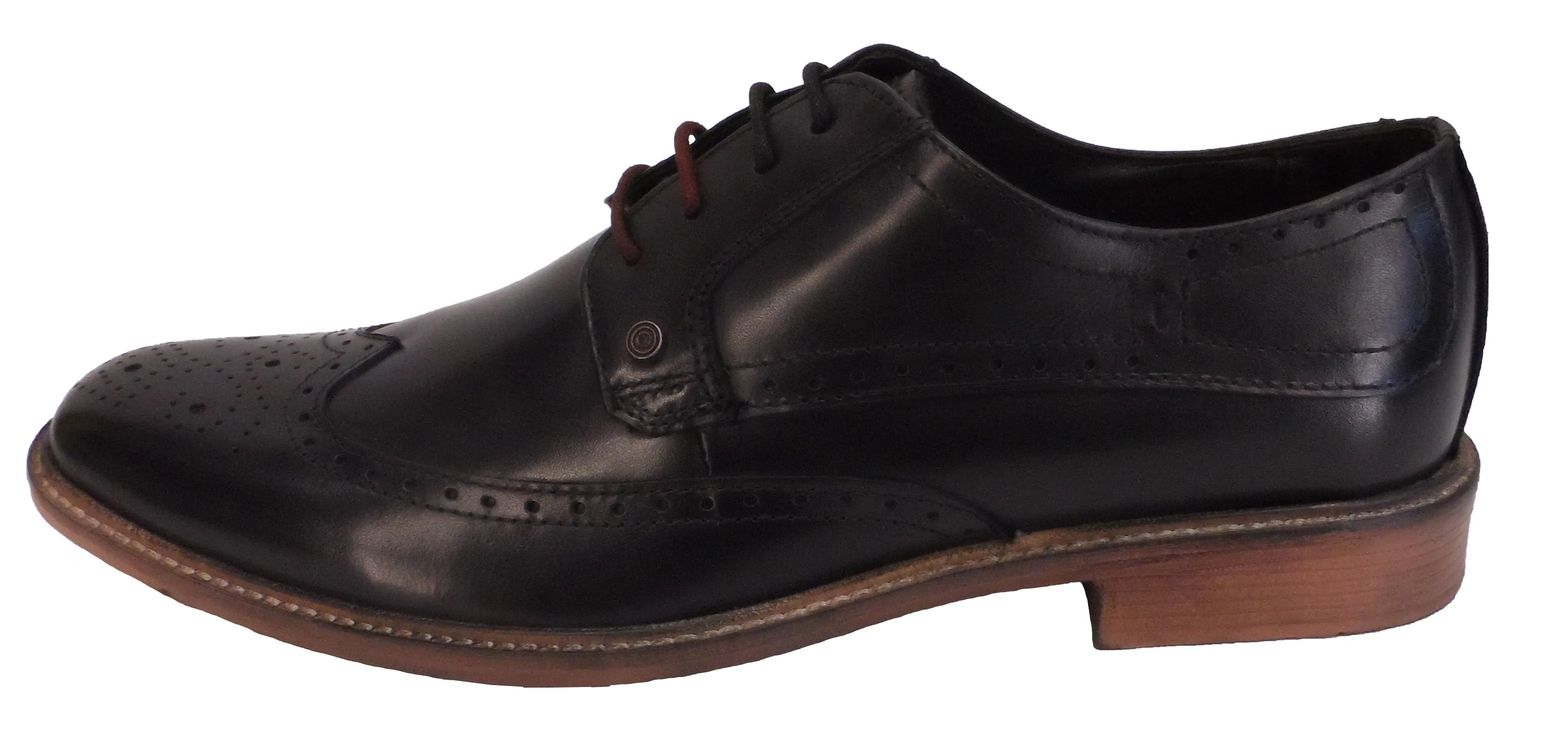 Lambretta Mens Black Leather Brogue Shoes