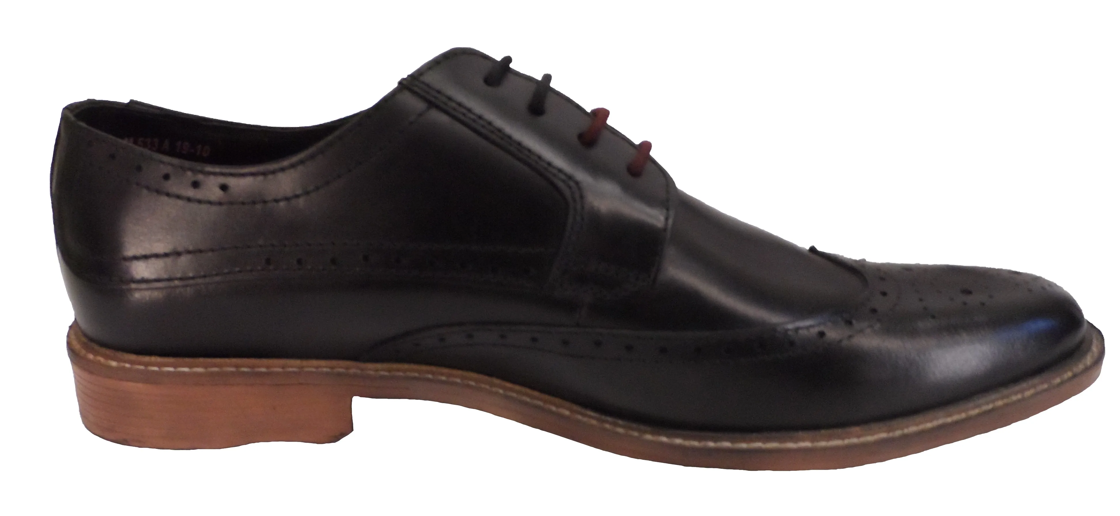 Lambretta Mens Black Leather Brogue Shoes