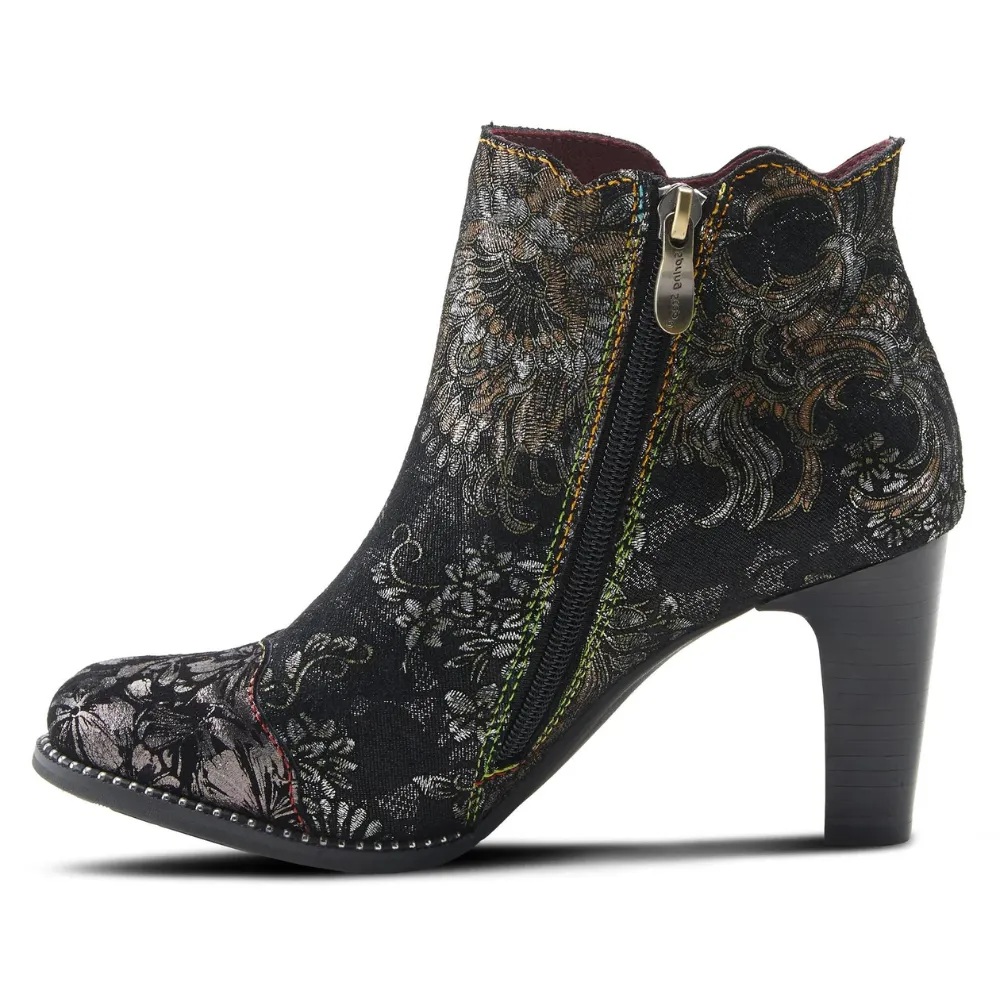 L'artiste By Spring Step Smokinhot Black Multi Heeled Booties (Women's)