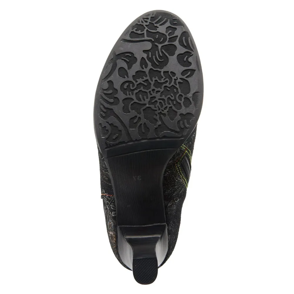 L'artiste By Spring Step Smokinhot Black Multi Heeled Booties (Women's)