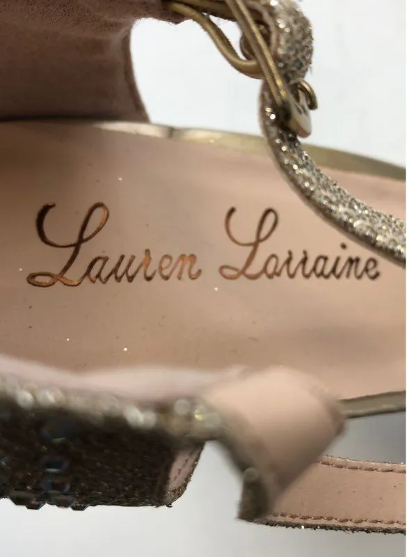 Lauren Lorraine Women's Silver Rhinestone Slingback Heels - Size 9.5