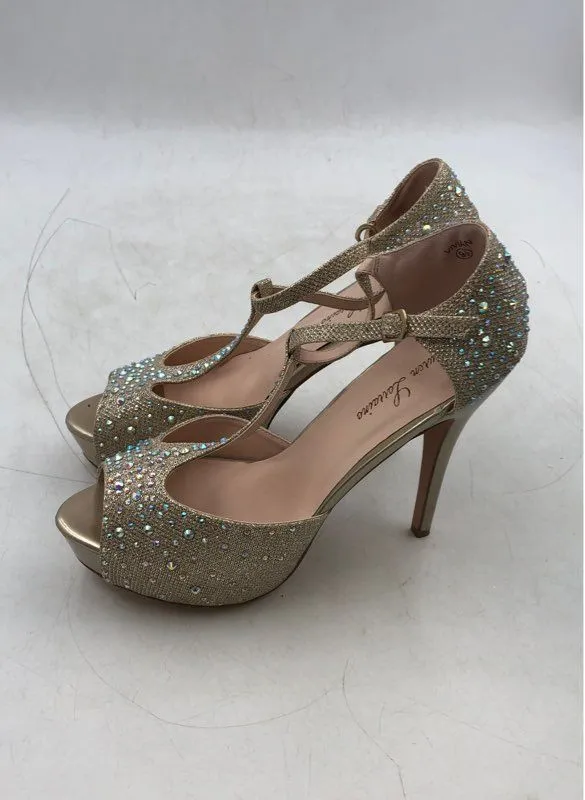 Lauren Lorraine Women's Silver Rhinestone Slingback Heels - Size 9.5