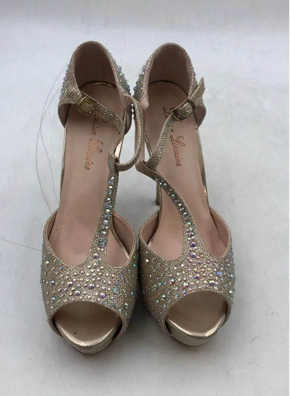 Lauren Lorraine Women's Silver Rhinestone Slingback Heels - Size 9.5