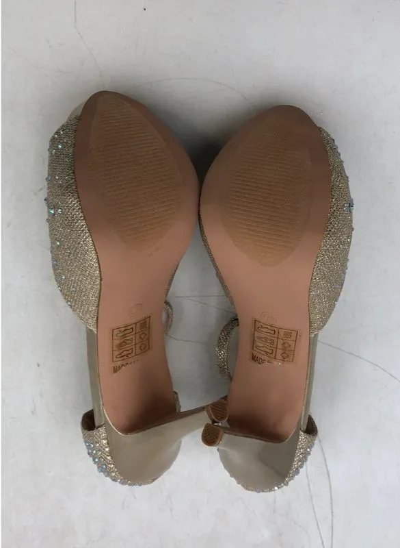 Lauren Lorraine Women's Silver Rhinestone Slingback Heels - Size 9.5