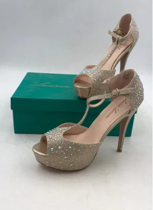 Lauren Lorraine Women's Silver Rhinestone Slingback Heels - Size 9.5