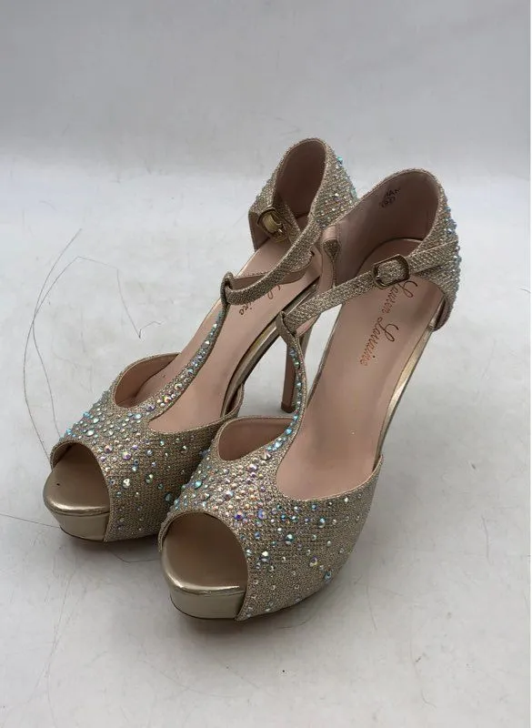 Lauren Lorraine Women's Silver Rhinestone Slingback Heels - Size 9.5