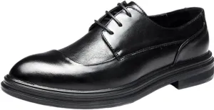 Leather Business Formal Oxford Dress Shoes for Men Comfortable Lace-Up Wedding Non-Slip Stylish Classic Office Work Footwear Shoes