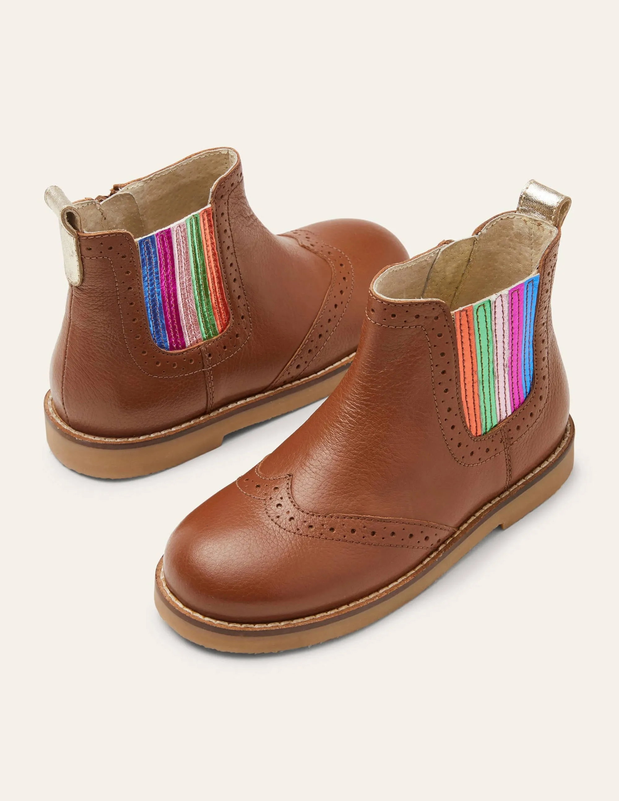 Leather Chelsea Boots-Tan Rainbow