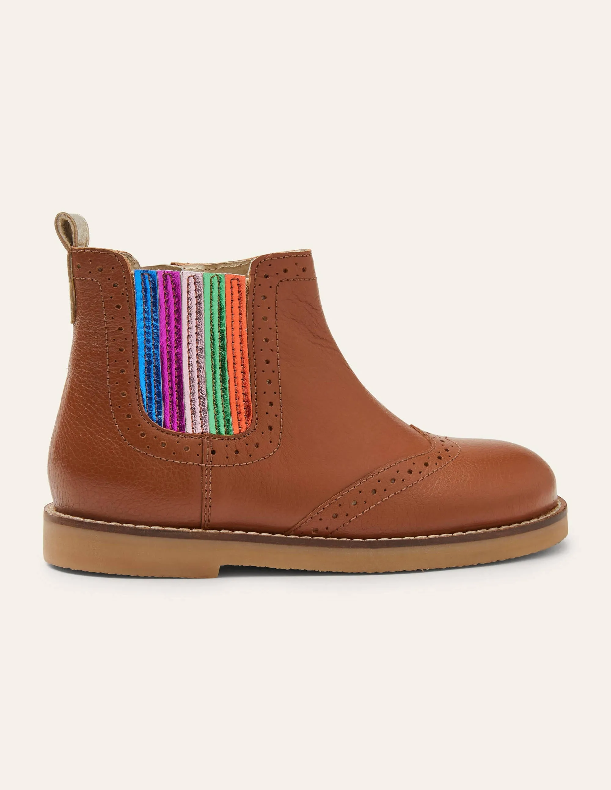 Leather Chelsea Boots-Tan Rainbow