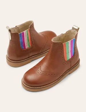 Leather Chelsea Boots-Tan Rainbow