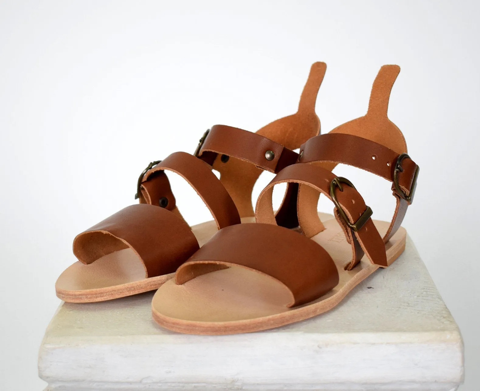 Leather Sandals Women, Handmade in brown color, Sparta sandals.