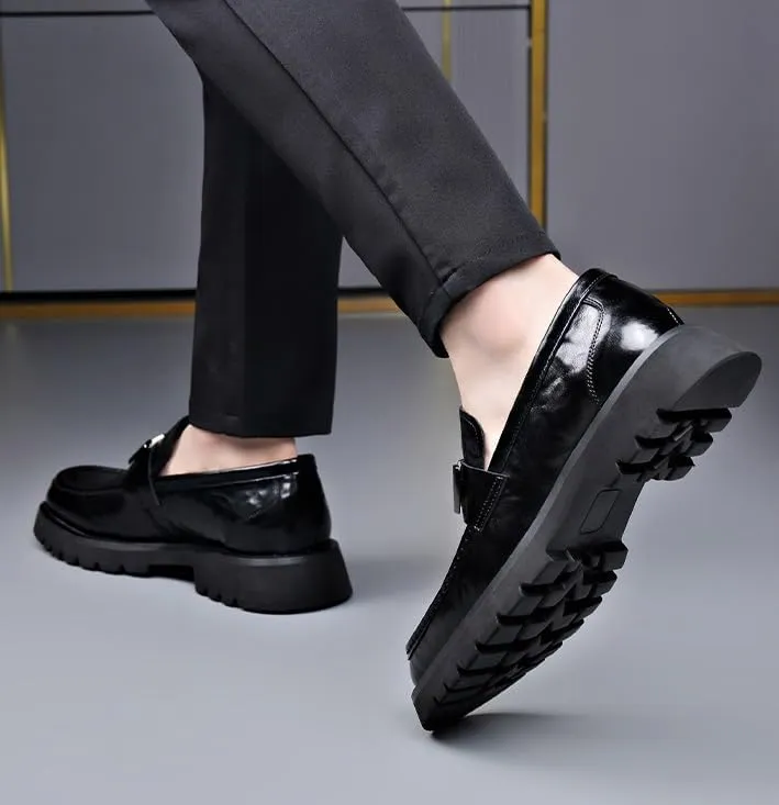 Leather Shoes Classic Men's Leather Dress Shoes Mens Slip On Dress Shoes Luxury Genuine Leather Men's Classic Lace-up Formal Oxfords(7.5)