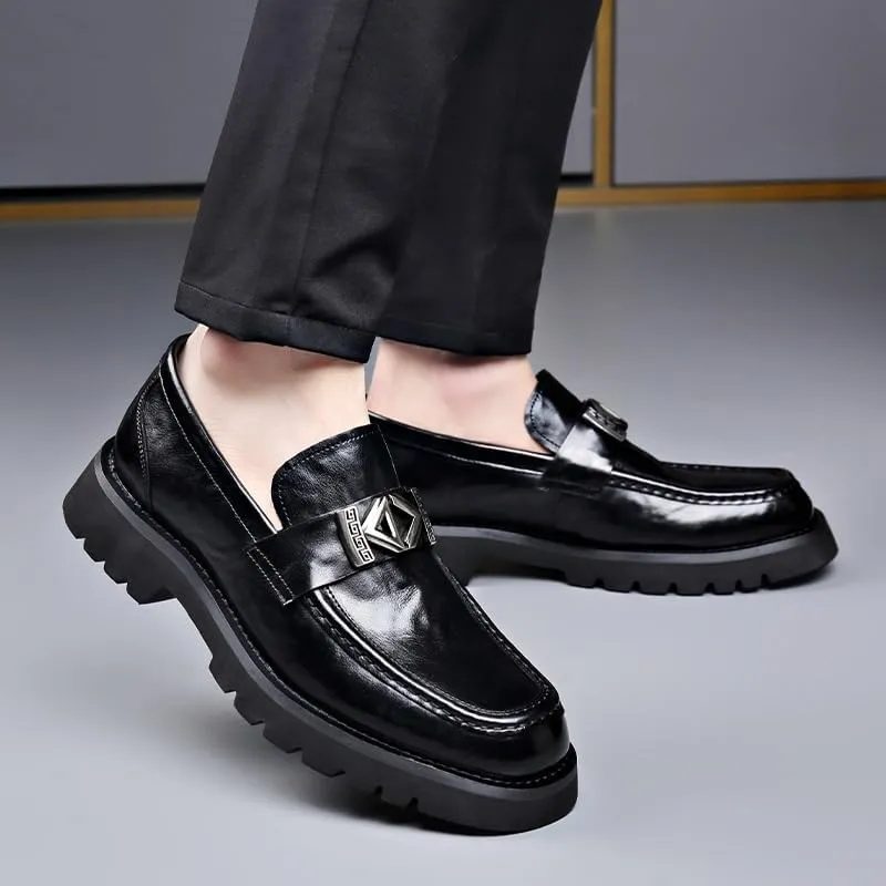 Leather Shoes Classic Men's Leather Dress Shoes Mens Slip On Dress Shoes Luxury Genuine Leather Men's Classic Lace-up Formal Oxfords(7.5)