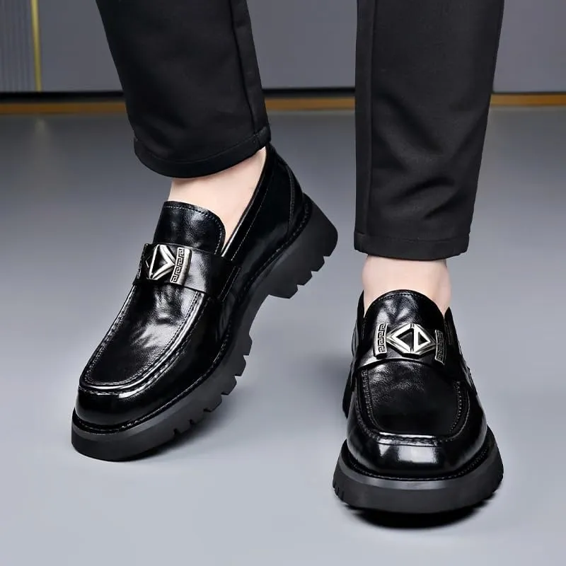 Leather Shoes Classic Men's Leather Dress Shoes Mens Slip On Dress Shoes Luxury Genuine Leather Men's Classic Lace-up Formal Oxfords(7.5)