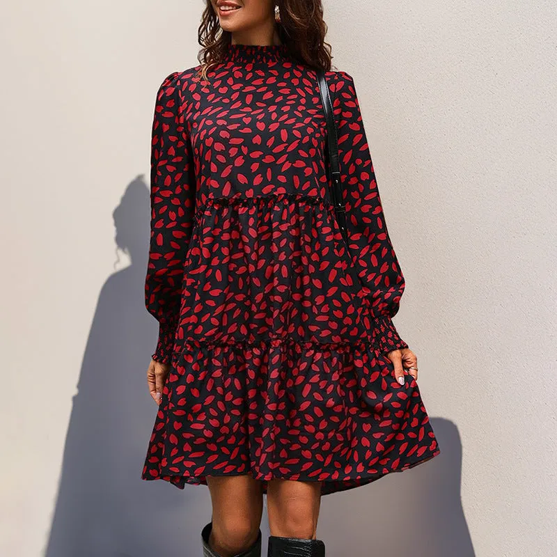 Leopard Print Long-sleeved Dress