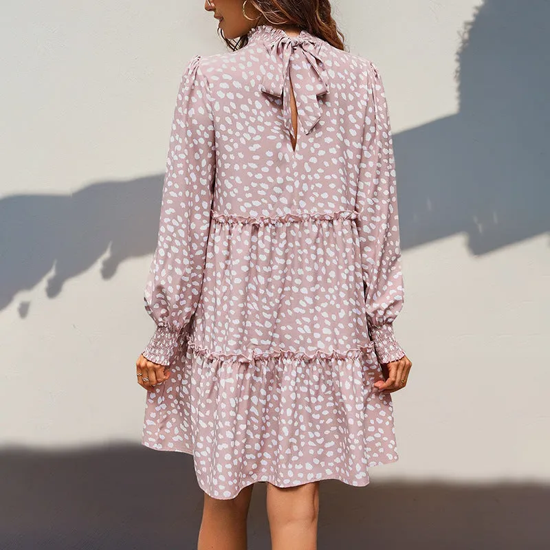 Leopard Print Long-sleeved Dress
