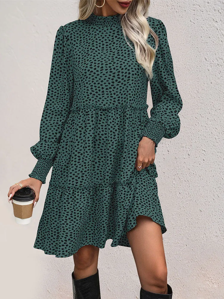 Leopard Print Long-sleeved Dress