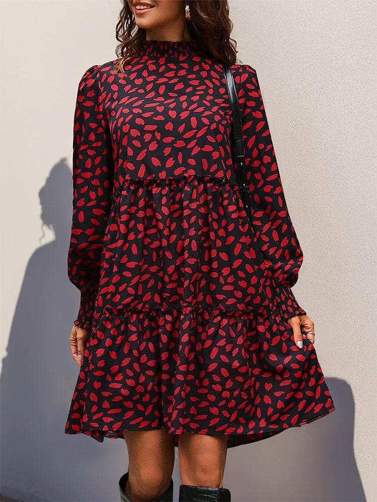 Leopard Print Long-sleeved Dress