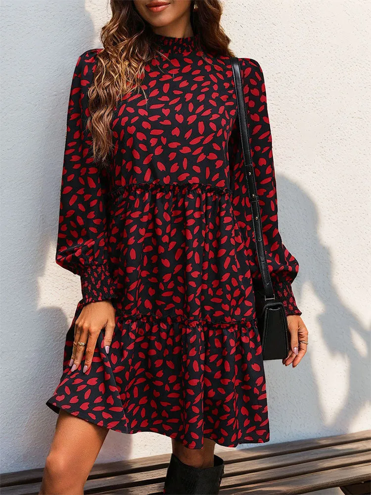 Leopard Print Long-sleeved Dress