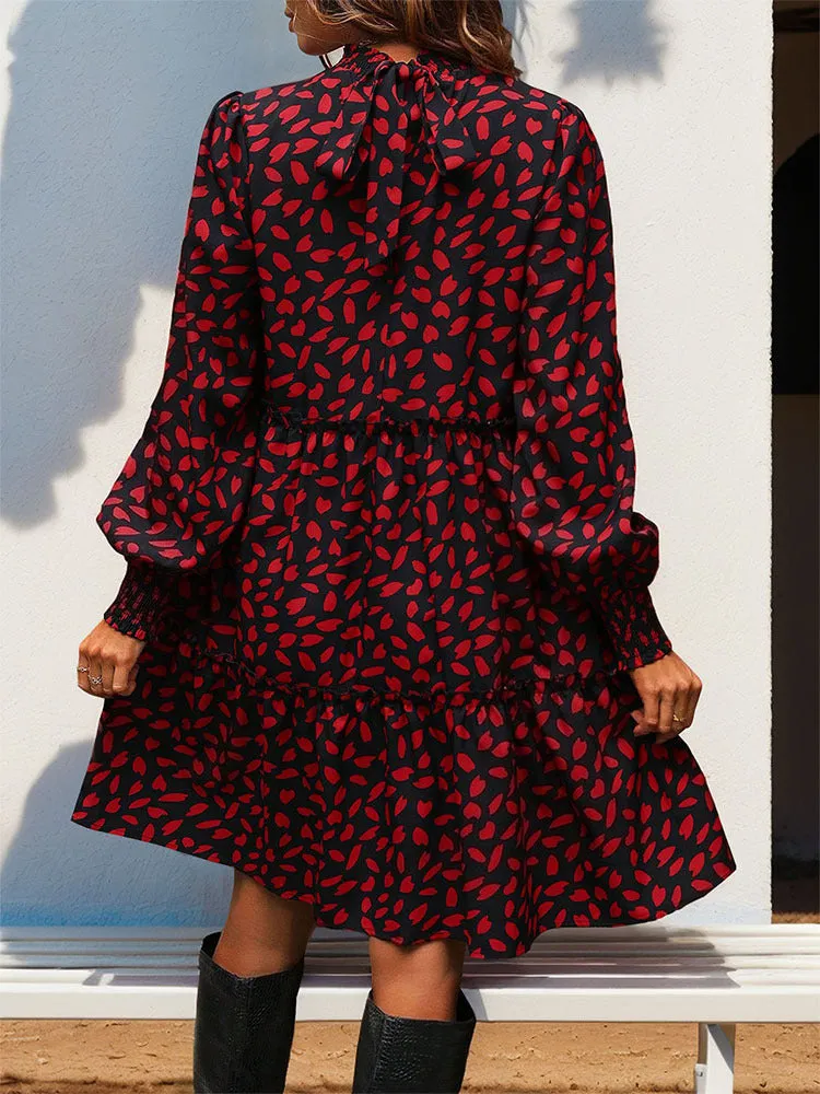 Leopard Print Long-sleeved Dress