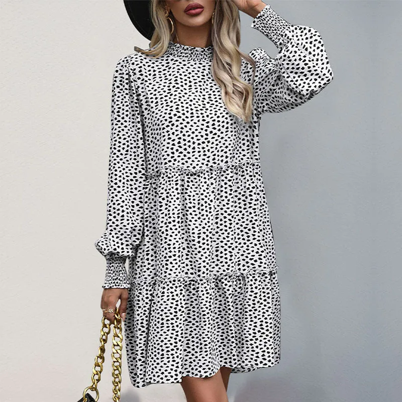 Leopard Print Long-sleeved Dress