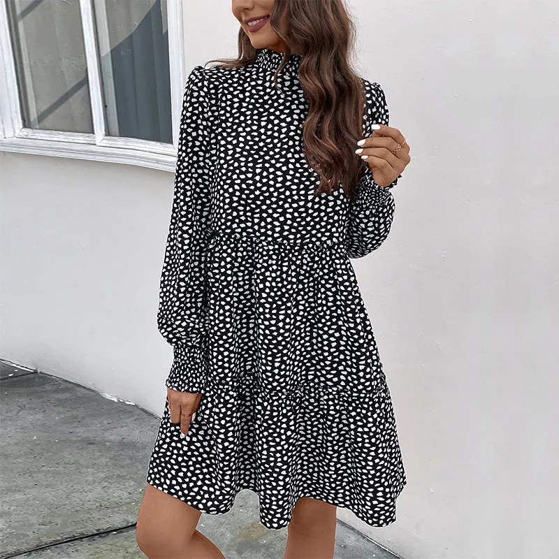 Leopard Print Long-sleeved Dress